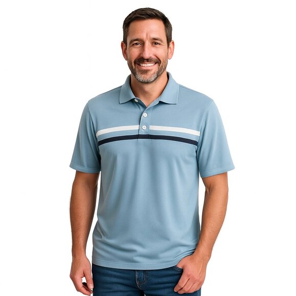 Bolle Golf Men's Large Short Sleeve Blue Golf Polo Shirt - Picture 2 of 7